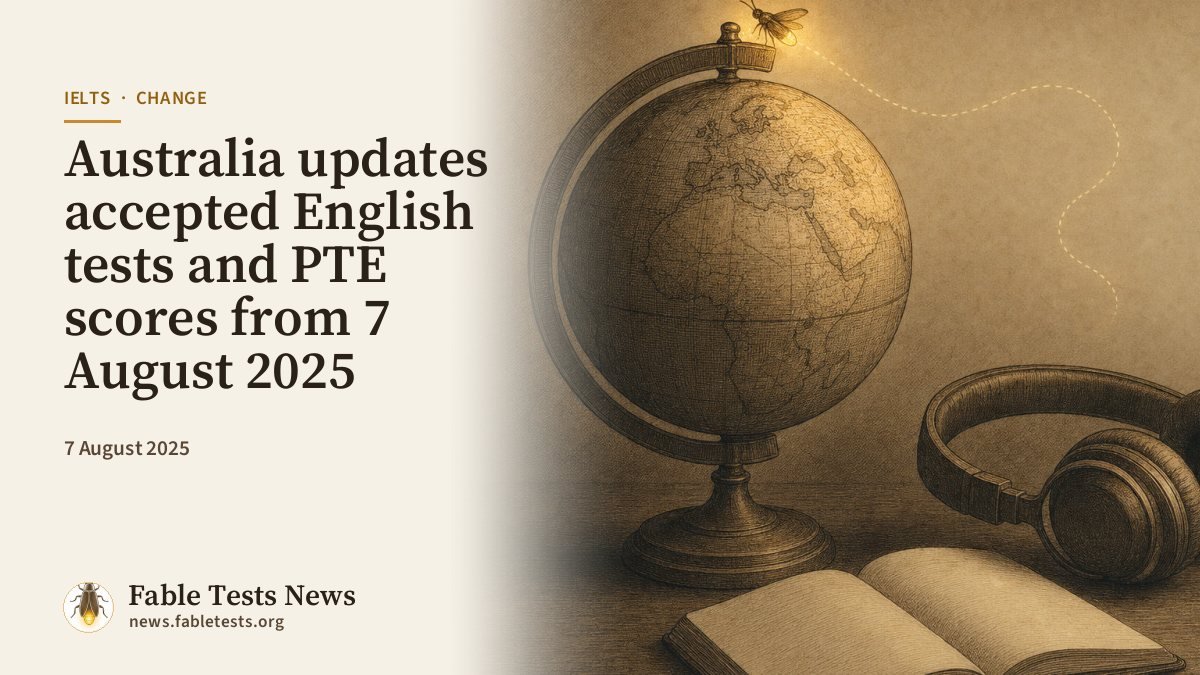 Australia updates accepted English tests and PTE scores from 7 August 2025