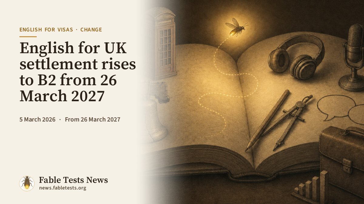 English for UK settlement rises to B2 from 26 March 2027