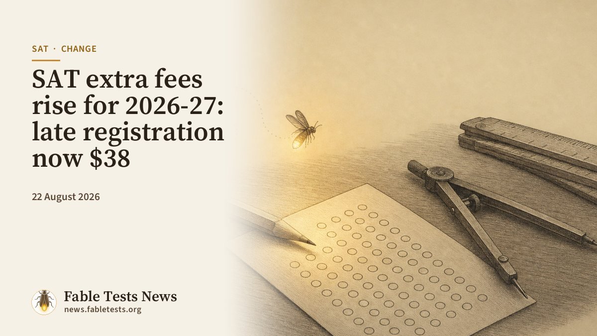 SAT extra fees rise for 2026-27: late registration now $38